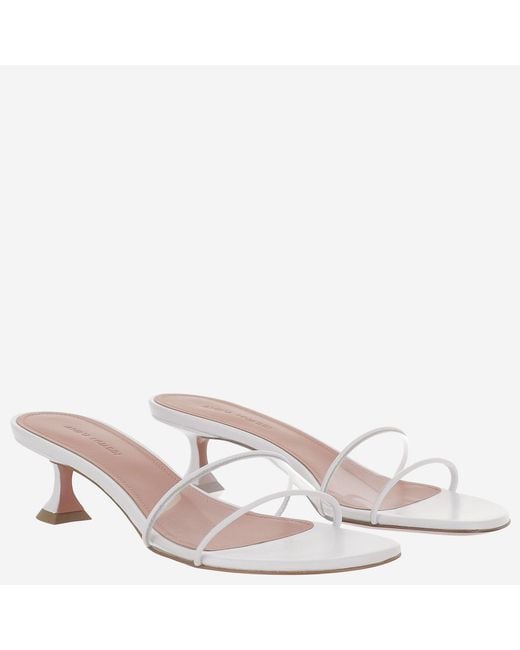 AMINA MUADDI White Sculpted Heel Sandals With Transparent Pvc Strap