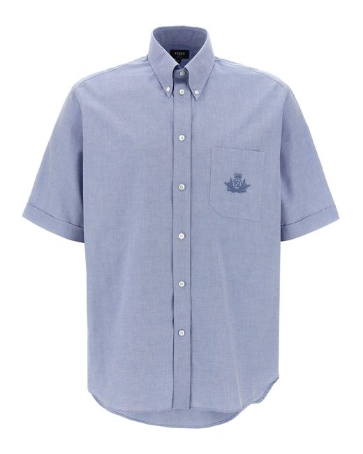 Fendi ' Crest' Shirt in het Blue voor heren