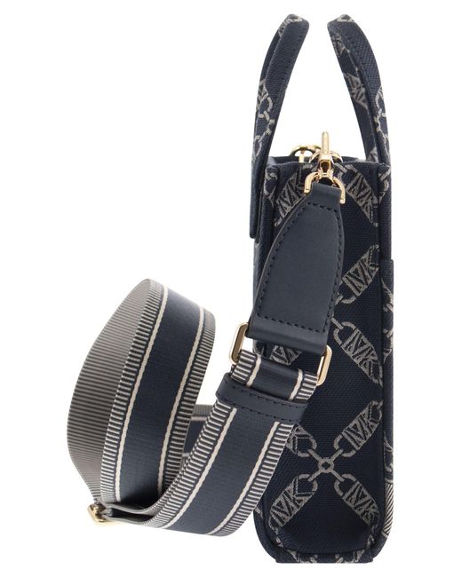 Michael Kors Blue Empire Jacquard Logo Shopper Bag Xs