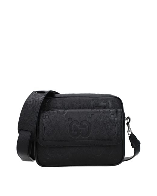 Bolsos de hombro de hombres jumbo de cuero negro Gucci de hombre de color Black