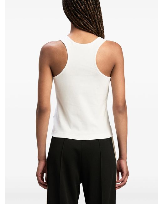 Palm Angels White Logo-Embroidered Ribbed Tank Top
