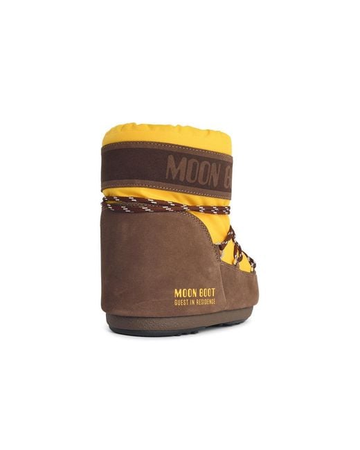 Moonboot Orange 'Icon Low' Polyamide Boots