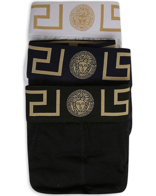 Versace Black Set Of 3 Greca Medusa Head Briefs