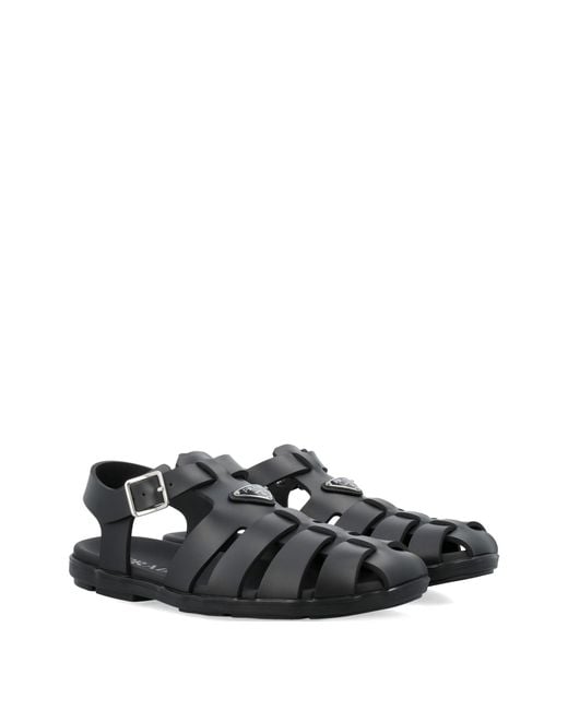 Prada Black Cage Fisherman Sandals