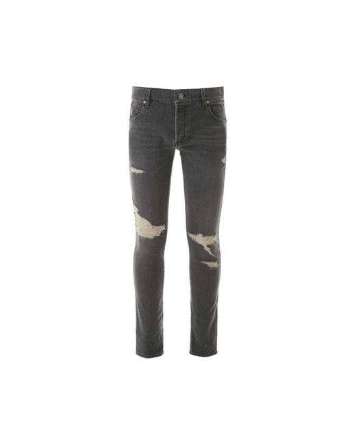 Balmain Baumwoll-Denim-Jeans in Gray für Herren