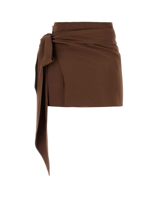 Prada Brown Crepe Mini Skirt