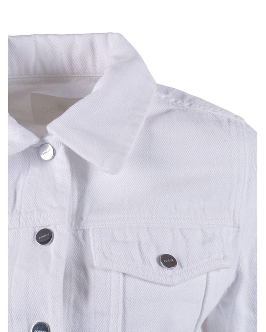 Dondup White Cropped Cotton Classic Jacket