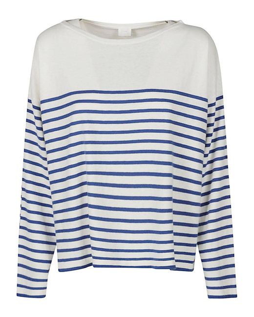 C.t. Plage Blue Striped Cotton Blend Pullover