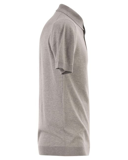 John Smedley Gray Adrian Cotton Short Sleeved Polo Shirt