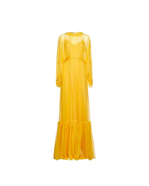 Vestido largo de seda de Gucci de color Yellow