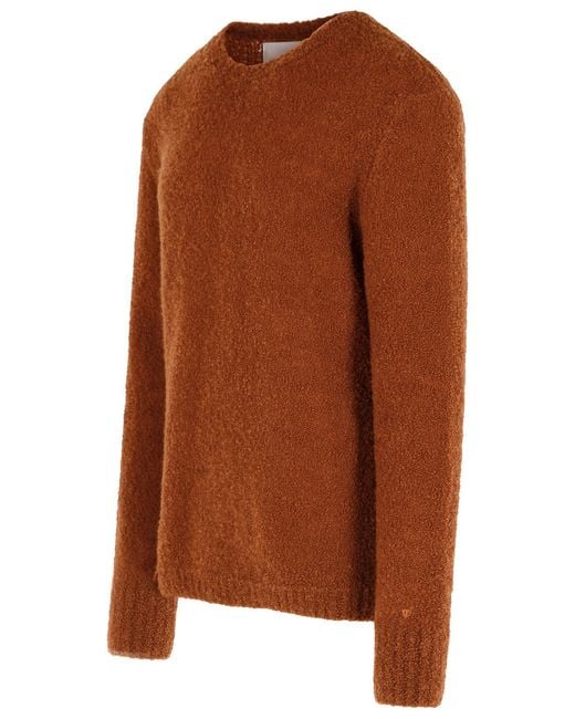 Seven Gauge Brown Virgin Wool Blend Sweater for men