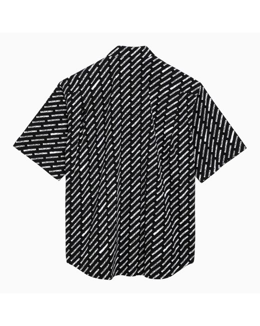 Balenciaga Black Button-Down Shirt With Logo Print for men