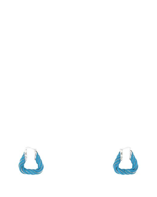 Bottega Veneta Blue Light- Nappa Leather And 925 Twist Triangle Earrings