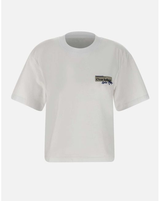 Camisa de algodón blanco con logotipo Iceberg de color White