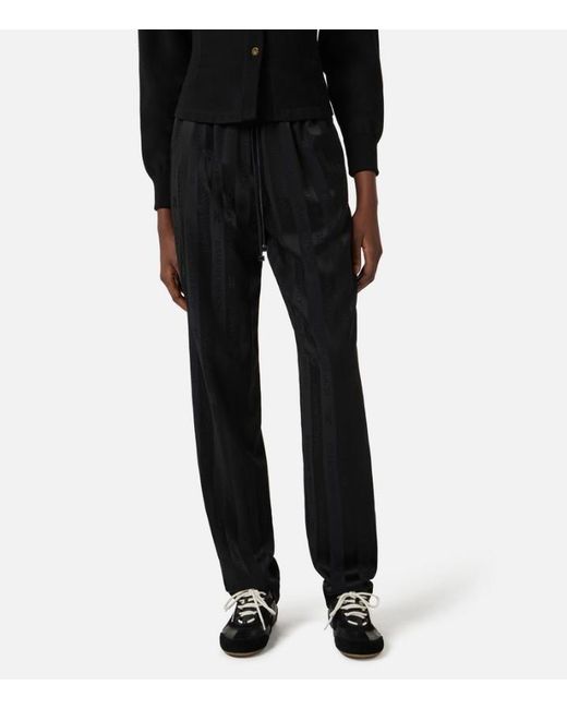 Elisabetta Franchi Blue Jacquard Striped Trousers