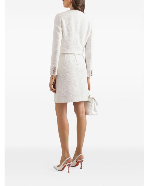 Dolce & Gabbana White Cotton Midi Skirt