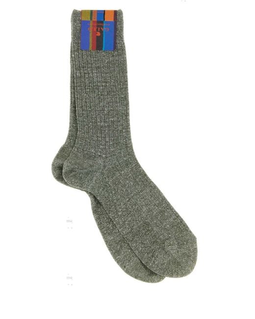 Gallo Gray Melange Stretch Linen Blend Socks for men