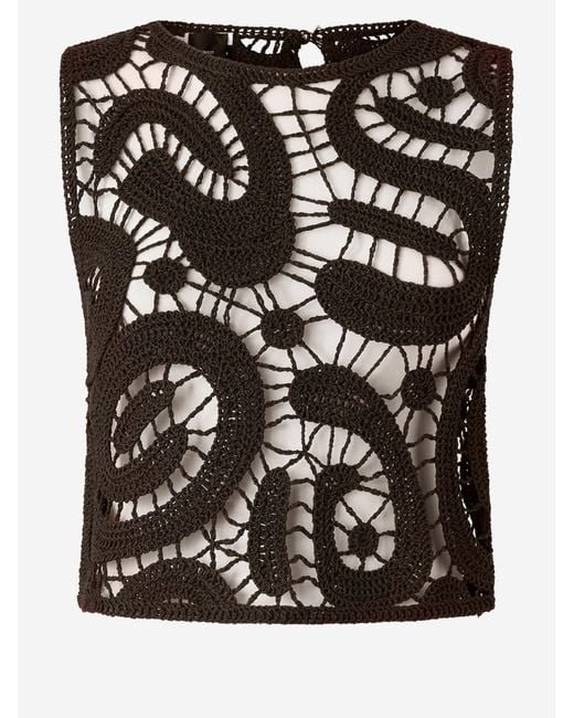 Pinko Black Geometric Crochet Top