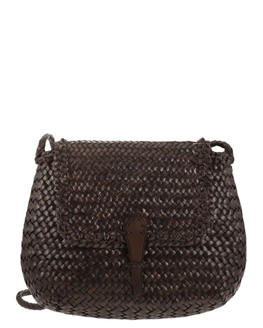 Dragon Black Medium City Bag Woven Leather Bag for men