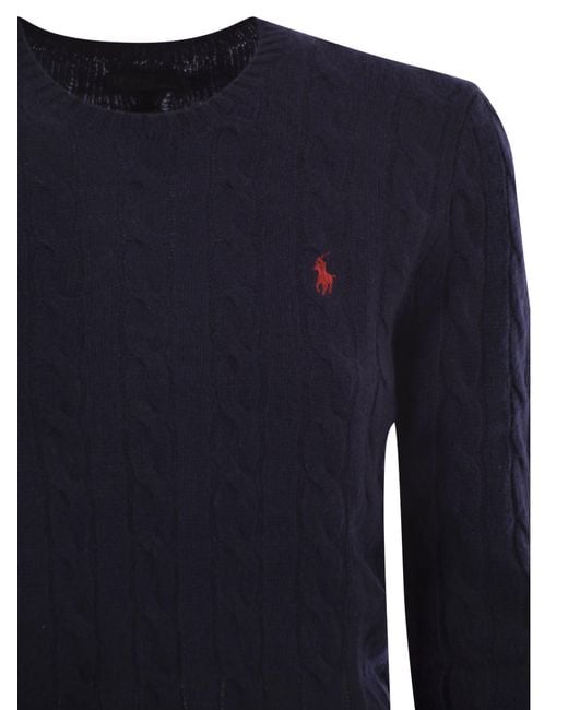 Polo Ralph Lauren Blue Plaited Wool And Cashmere Crew-Neck