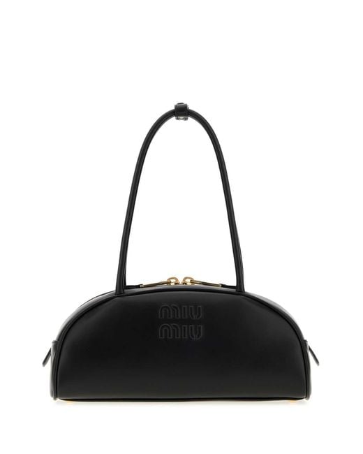 Miu Miu Black Leather Beau Shoulder Bag