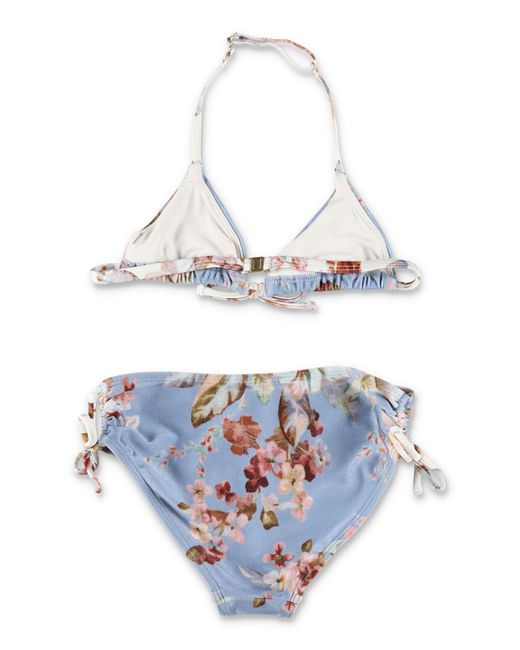 Zimmermann White Mini Floral Triangle Bikini For Girls