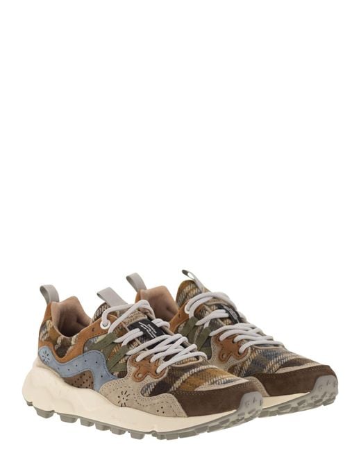 Flower Mountain Brown Yamano 3 Suede And Wool Sneakers