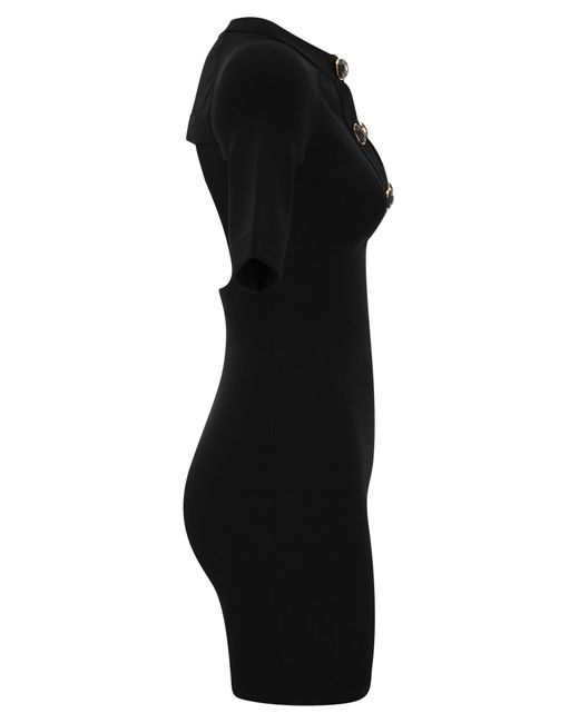Shiny Viscose Minidress con bottoni gemelli di Elisabetta Franchi in Black