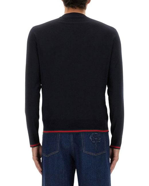 Gucci Blue Web Pattern Sweater for men