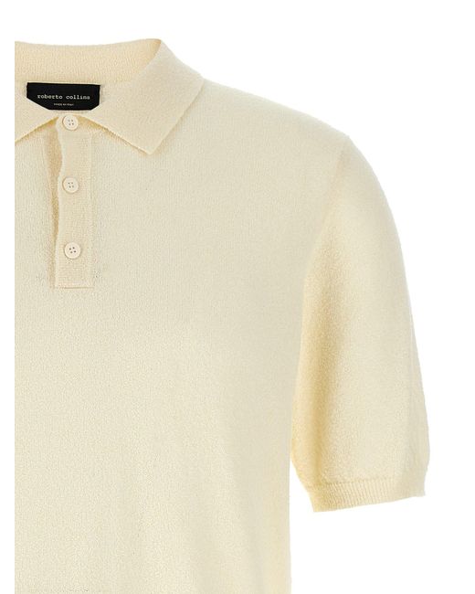 Roberto Collina Schwammige Baumwollpolo -Hemd in Natural für Herren