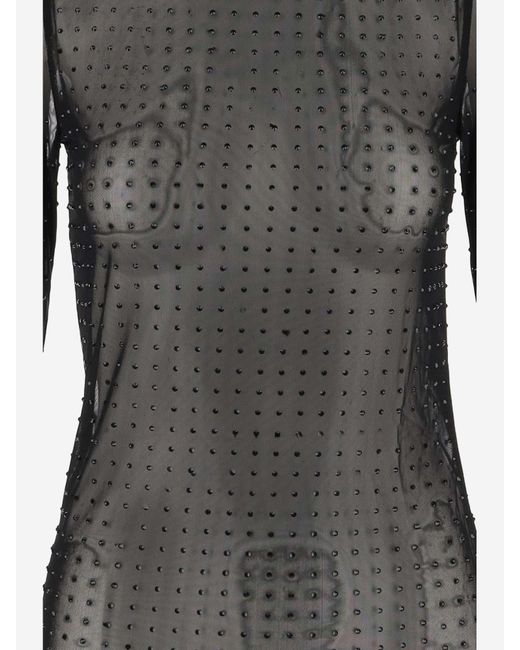 Pinko Gray Tulle Top With Rhinestones for men