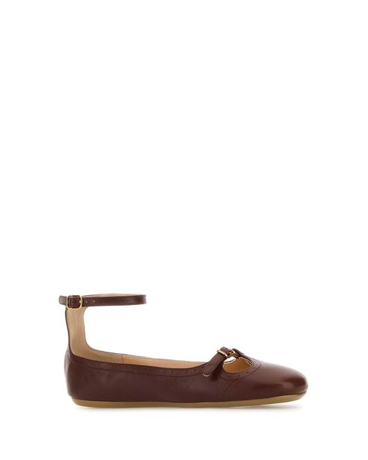 Chloé Brown Leather Misty Ballerinas