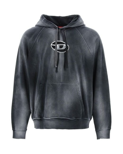 DIESEL Mit Kapuze -Sweatshirt mit ovalem Logo und D geschnitten in Gray für Herren