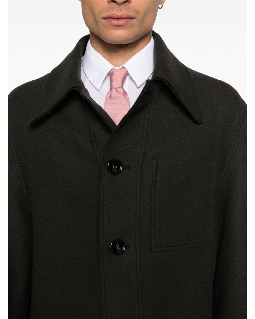 AMI Black Wool Shirt Jacket