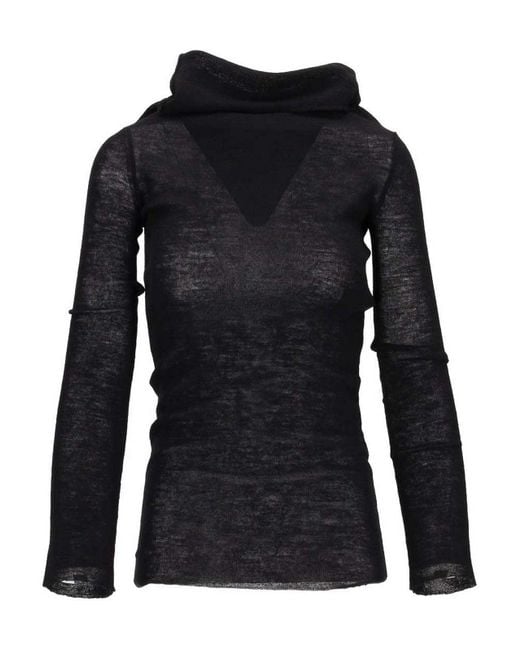 Ann Demeulemeester Black Tizziana Drop Shoulder Long Sleeve Knitted Top