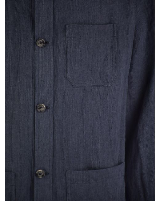 Fedeli Blue Bristol Linen Jacket