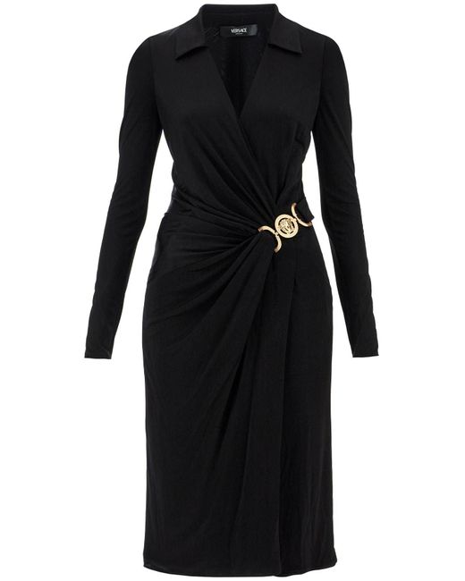 Versace Gedrapeerde Jerseyjurk Met in het Black