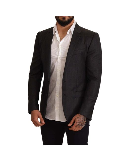 Dolce & Gabbana Wool-blend Blazer in Grey for Men Mens Clothing Jackets Blazers 