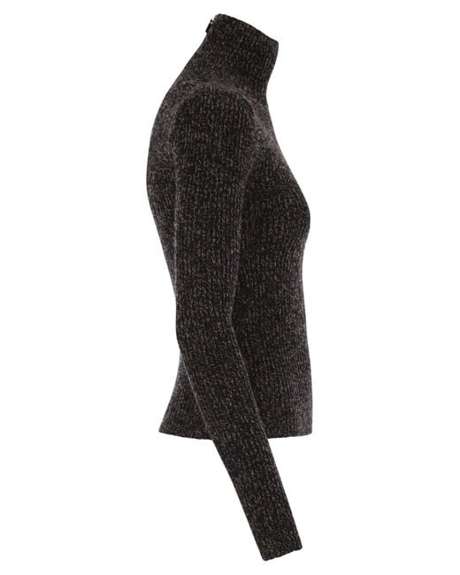 Max Mara Black Azulene1234 Wool And Cashmere Mouliné Turtleneck Jumper