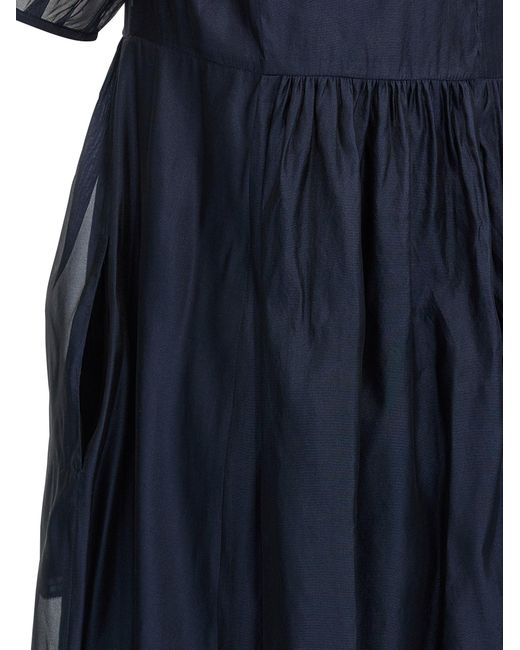 Max Mara Blue Silk Blend Midi Dress