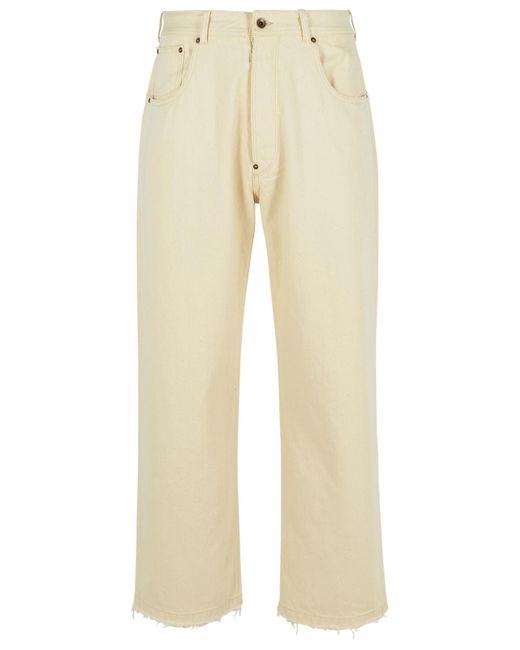Maison Margiela Natural 'Cropped' Cotton Jeans for men