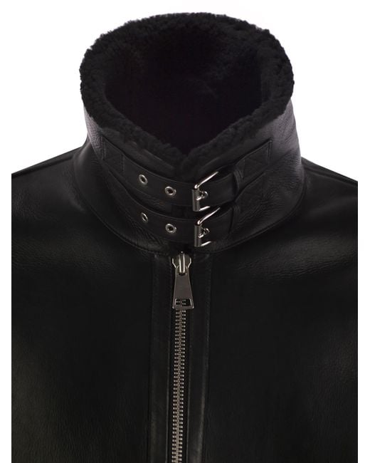 Dondup Black Regular Shearling Jacket for men