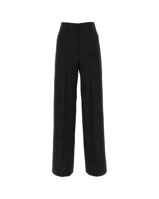 Burberry Black Wool Blend Wide-Leg Pant