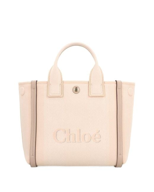 Porte un petit sac fourre-tout en toile Chloé en coloris Natural