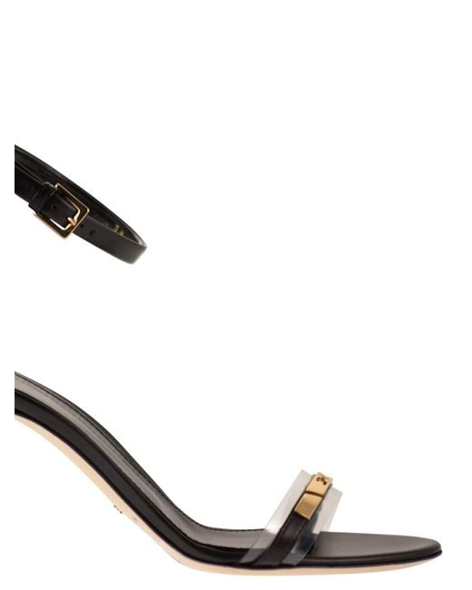 Elisabetta Franchi Multicolor High-Heel Sandals With Transparent Strap And Logo Detail