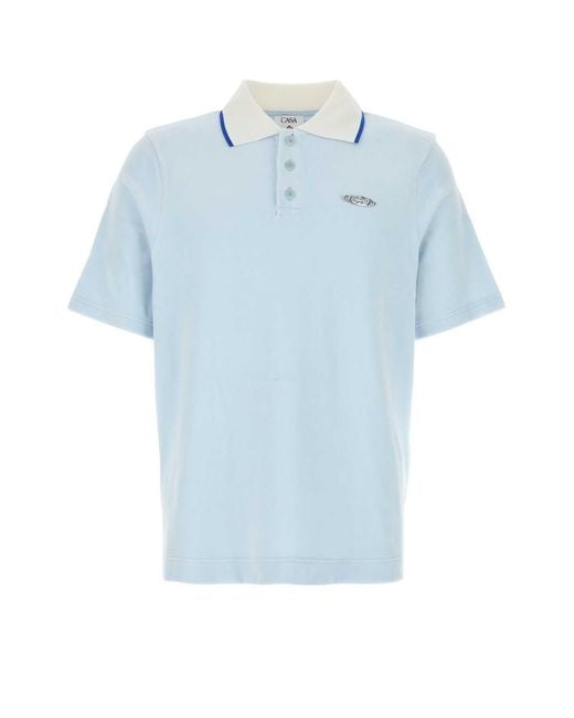 Casablanca Blue Pastel Velvet Polo Shirt