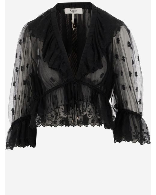 Chloé Black Transparent gegen Neck -Oberseite