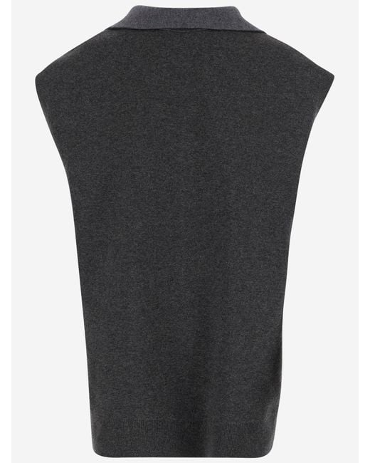 Carven Black Cashmere Top With Neck Scarf