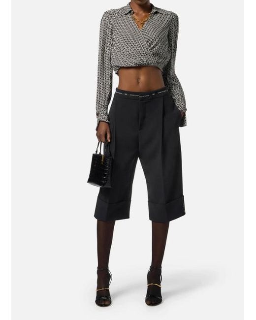 Elisabetta Franchi Black Bermuda Shorts With Logo Tape