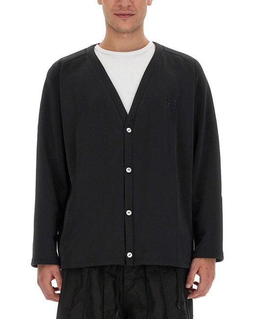 Needles Black Cardigan With Logo for men
